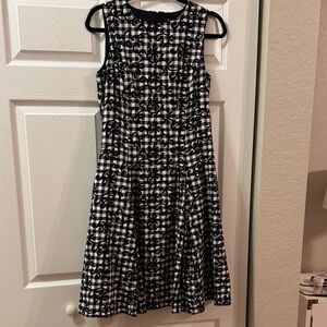 Brooks Brothers Checkered Black and White Midi Dress